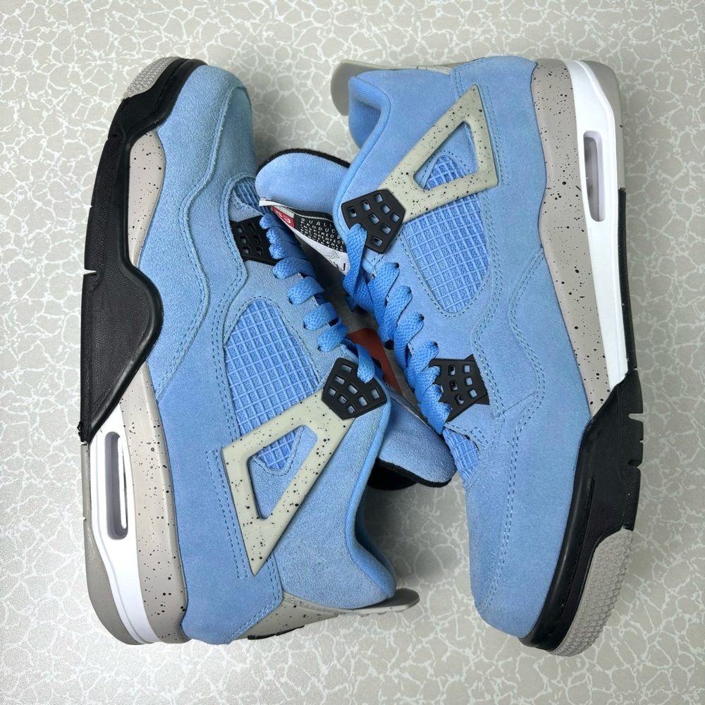 Brand New Retro 4 University Blue -Men's Sleek Trainers Sneakers Shoes - Picture 4 of 6